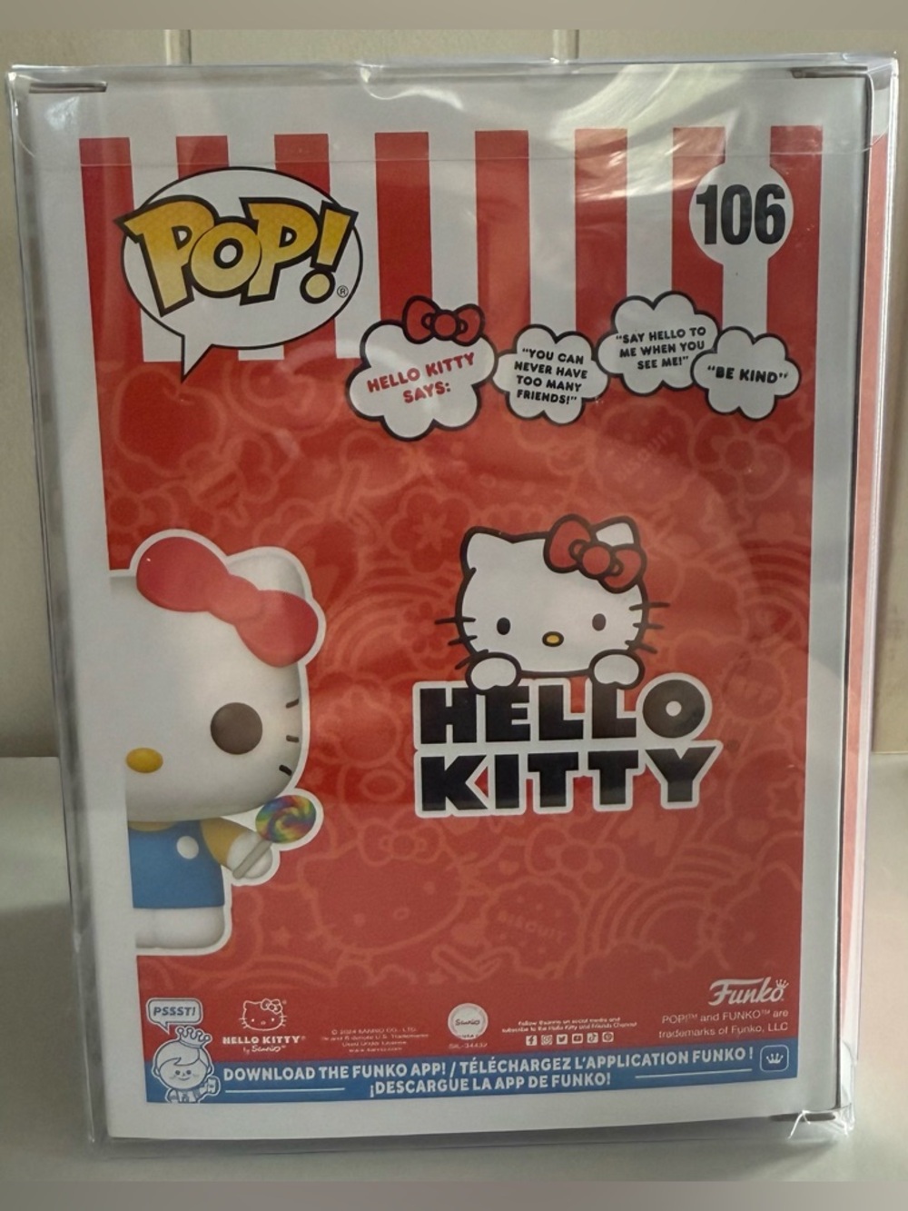 Funko Pop! Hello Kitty Flocked Figure with Red Bow and Blue Outfit - Picture 2 of 6